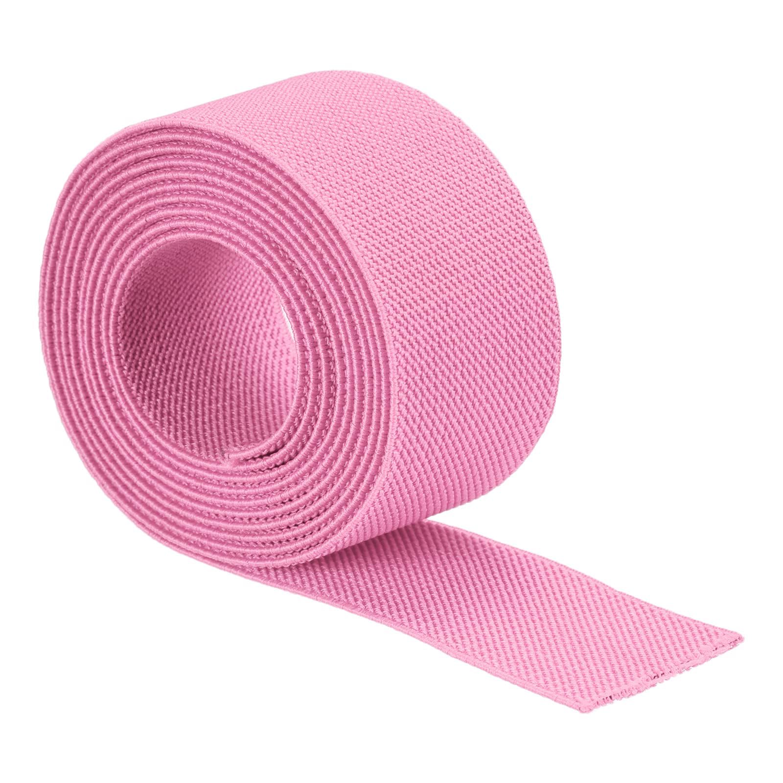 MACHSWON Twill Wide Elastic Band Double-Side 1.5 inch(1 1/2 inch) Flat 2 Yard Woven Elastic Band Knit Elastic Spool Heavy Stretch Strap 3.8cm Width Pink for Sewing,Waistband