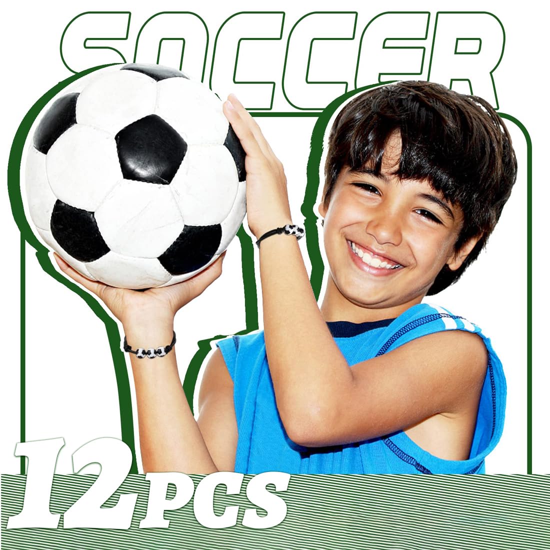 Bracelets de Football pour Enfants Lot de 12 Tissé Tressé Réglable Cadeaux de Fête
