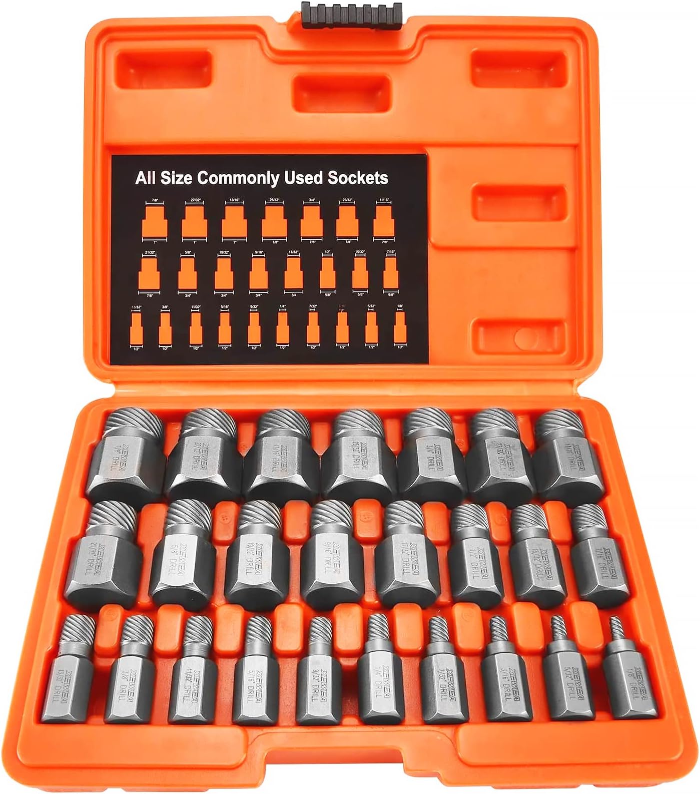 25Pcs Screw Extractor Set, Hex Head Multi-Spline Easy Out Bolt RemoverTool, High-Hardness Cr-Mo Steel EZ Out for Removing Stripped, Broken Rusted Bolts Screws, Father's Day gift