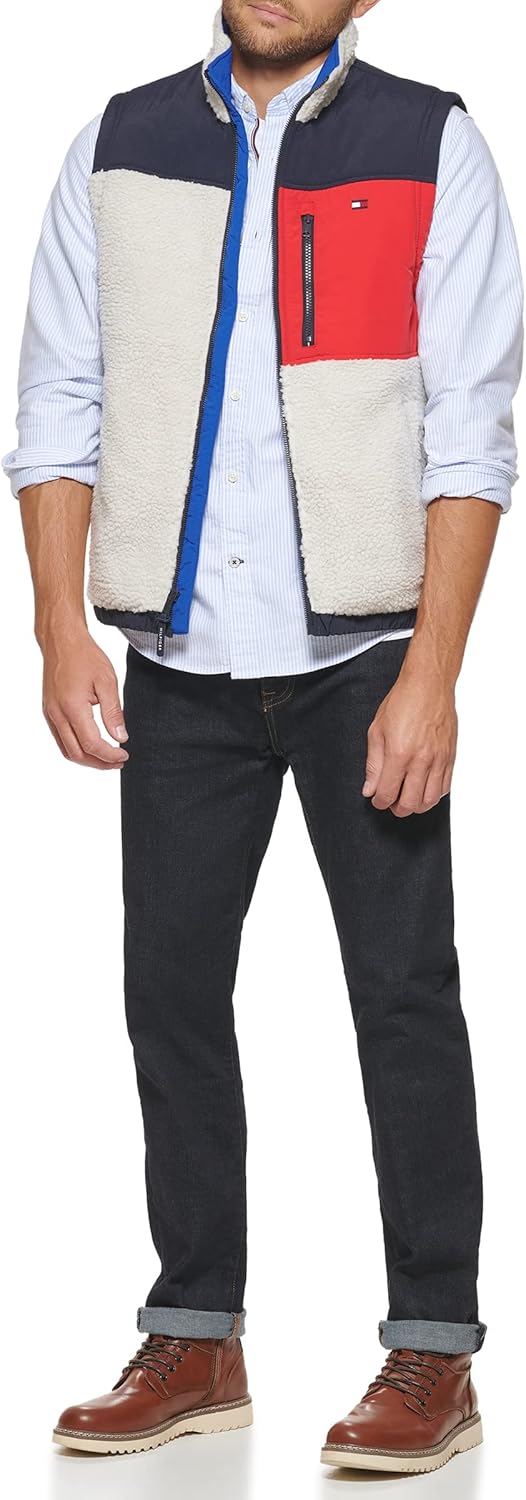 Miniatura 2 de Tommy Hilfiger Chaleco de sherpa con cuello alto en contraste para hombre color crema talla XL Crema XL