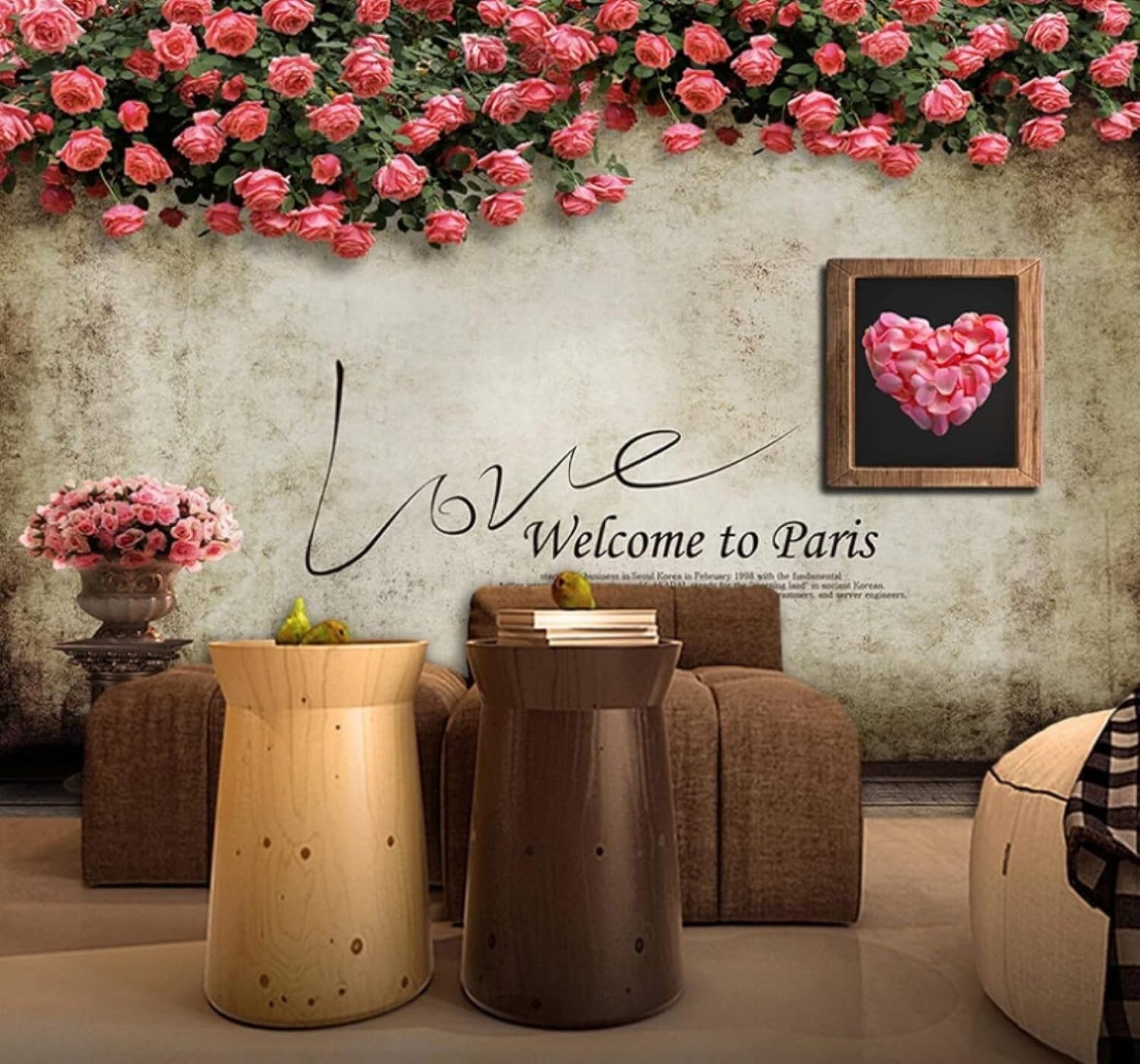 XLMING Vintage Three Dimensional Beautiful Roses Vines 3D Wallpaper Luxury Home Dining Decor Paste Sofa Living Room The Wall for Bedroom Mural-430cm×300cm