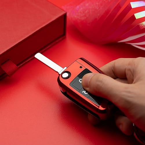 Miniatura 6 de Compatible con Volkswagen - Funda plegable para llavero de automóvil, funda protectora de TPU roja, compatible con VW Golf Jetta Atlas Tiguan e-Golf