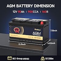 Vista 2 de AGM Battery BCI Group 49 Car Battery-12V 95AH H8 Size 49 Automotive Battery, 12V Start-Stop AGM Car Batteries, 900CCA, 160RC, Deep Cycle