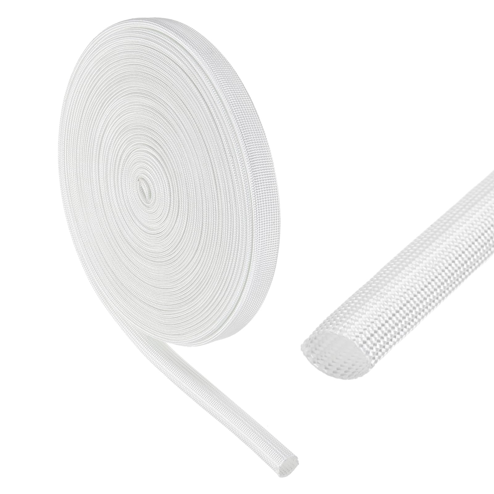 sourcing map Insulation Cable Protector,9mm/0.35 Inch-10m/33 Feet High Temp Fiberglass Sleeve White