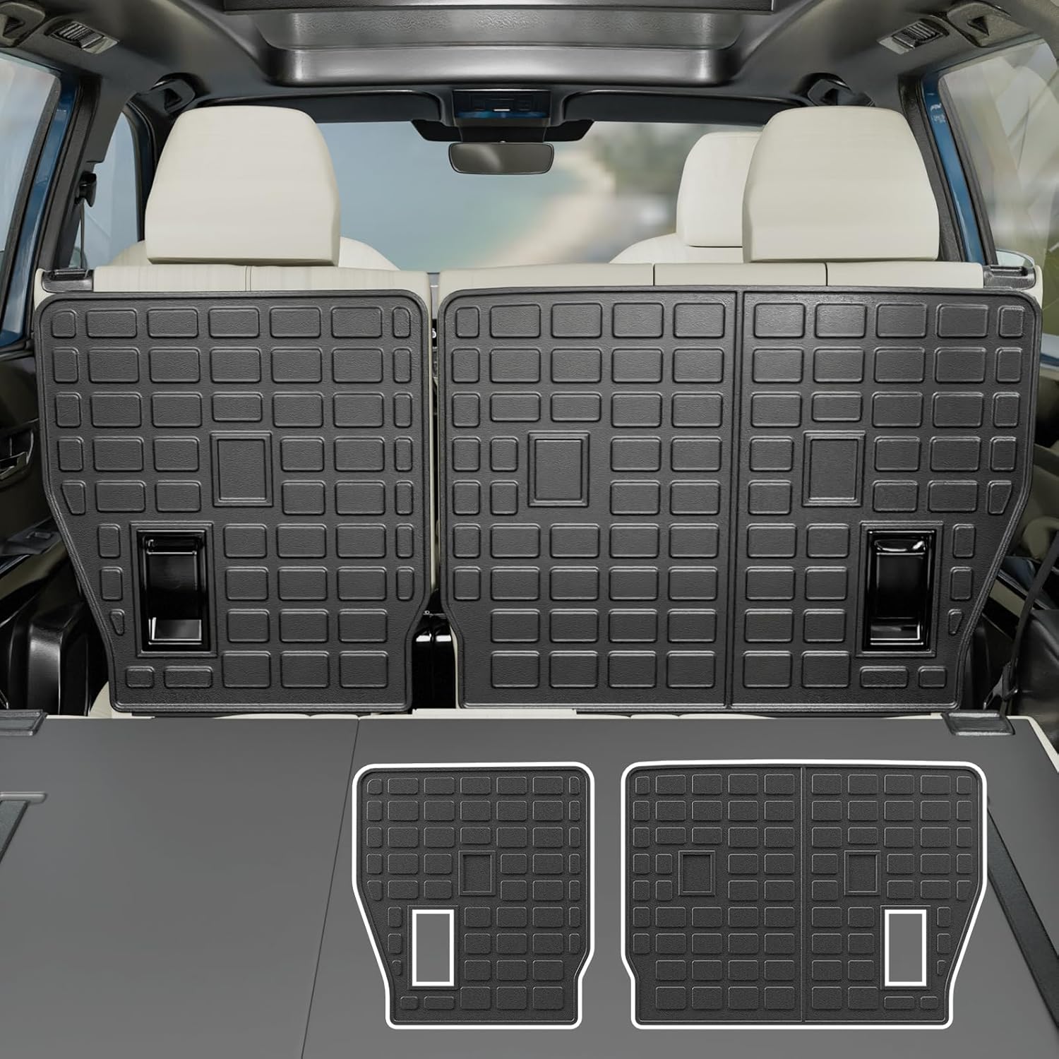Rongtaod Kick Mats Compatible with 2024 2025 2026 Toyota Grand Highlander 2nd Backrest Mats Back Seat Protector All Weather 8 Seats Highlander Accessories