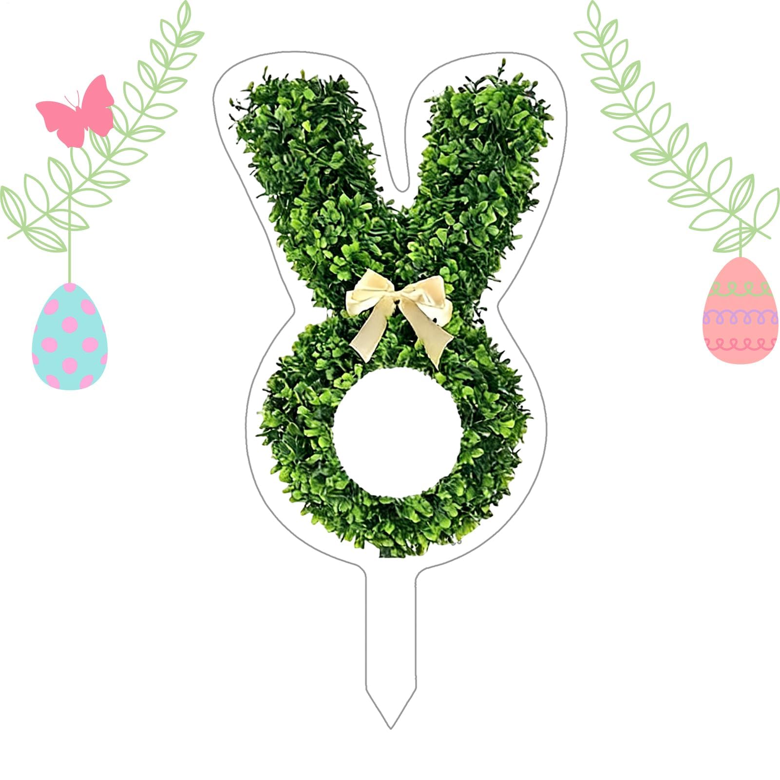 Muiltvoe Easter Bunny Yard Stakes, 2D Acrylic Bunny Tree Ornament, Easter Garden Stakes for Outdoor Garden, Lawn, Park, Porch, Home, Indoor, Holiday Decoration