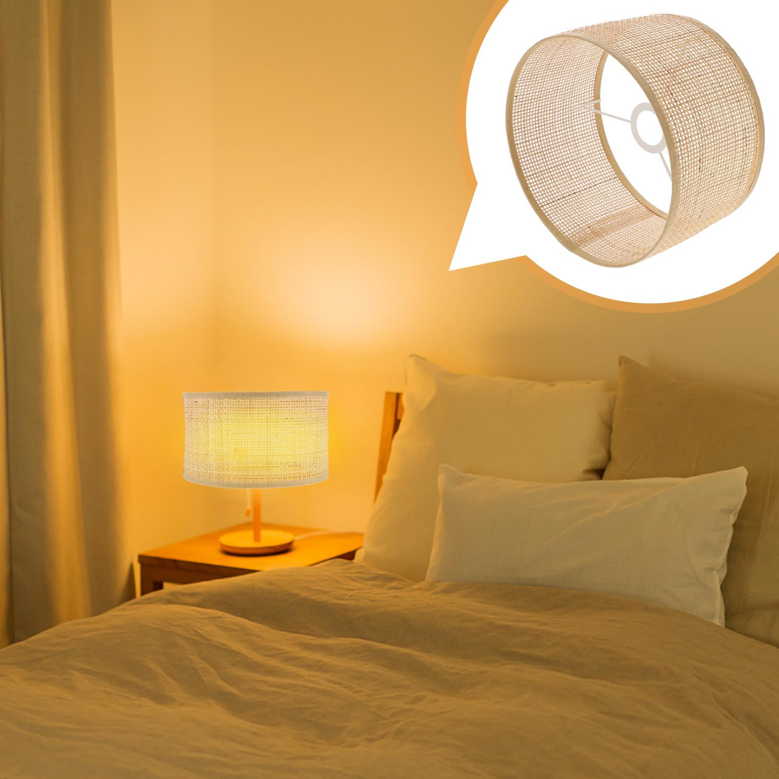 Gadpiparty Paralume in Rattan Intrecciato a Mano per Lampade Sospensione, Elegante e Rustico, Facile da Usare, per Decorazione Casa Khaki