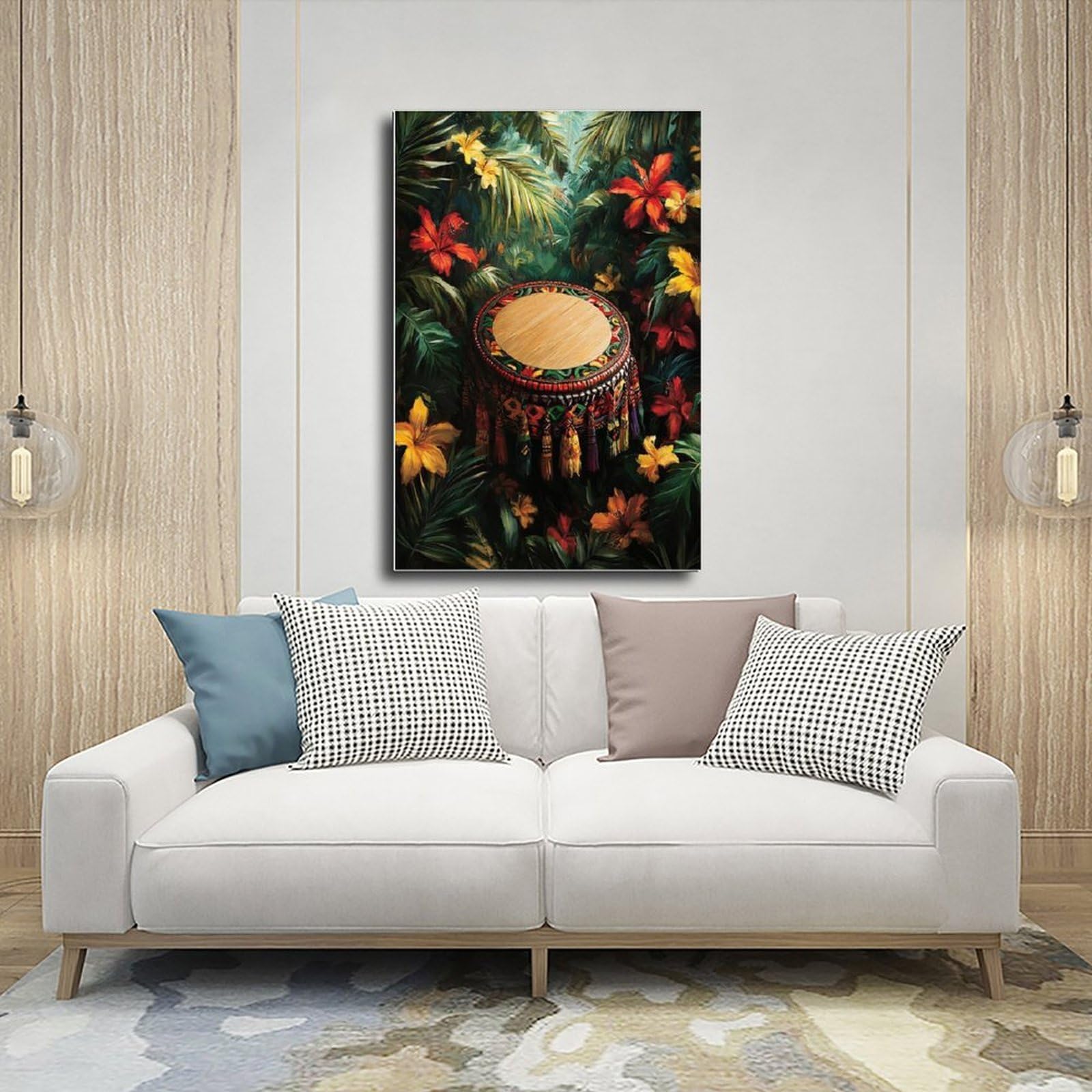 LXWNZE Poster su tela artistica da parete con tamburello rastafariano, stampa artistica da parete, dipinti per soggiorno e camera da letto, 61 cm di lunghezza x 91,4 cm di larghezza