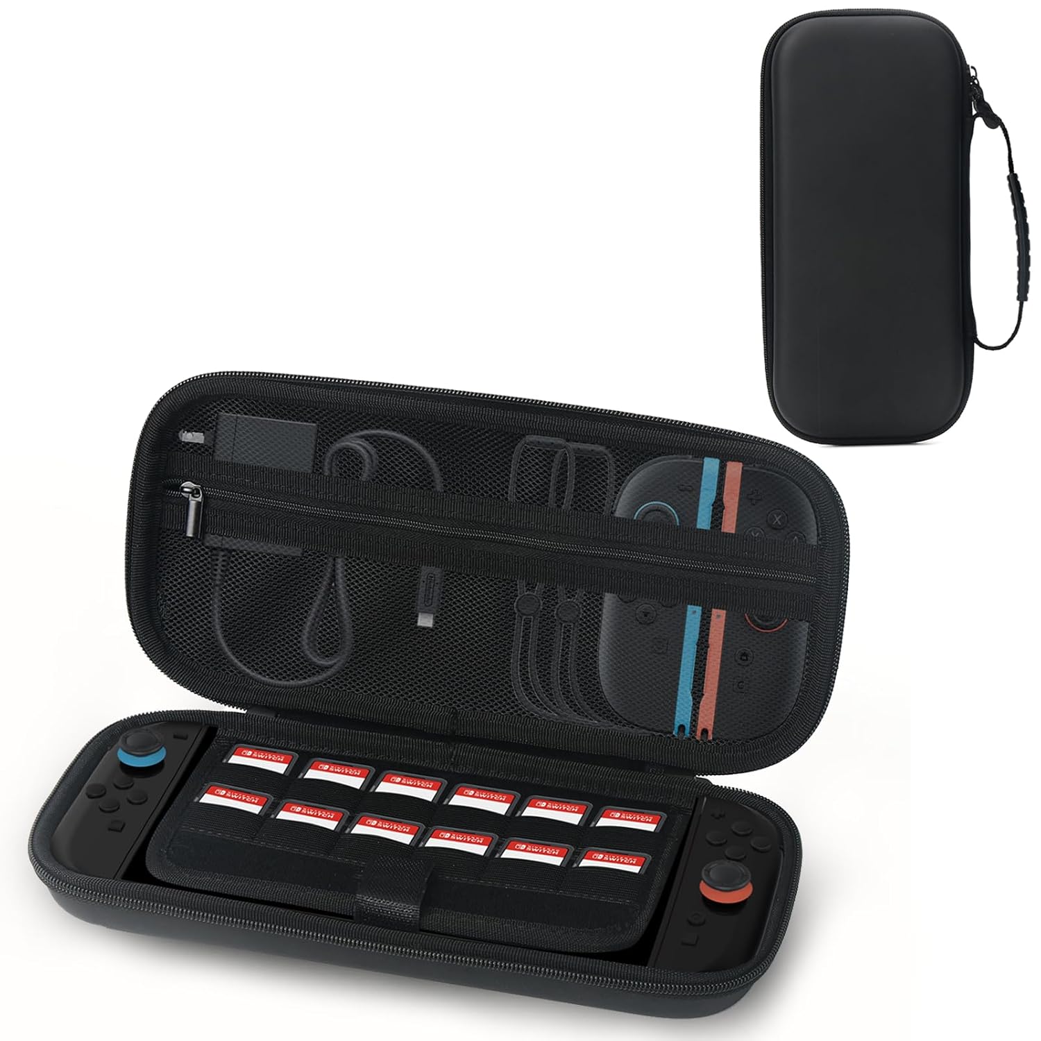 qinhretuo Carrying Case for Nintendo Switch 2(2025),Shockproof Protective Hard Shell Portable Travel Carry Case Pouch holds 12 Cartridges with Pockets for Switch 2 Accessories and Games, Black - Image 7