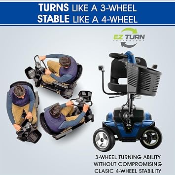 Pride Go Go Sport Mobility Scooter + Rear Basket, Cup Holder, 4 Wheel Mobility Scooter for Adults, LED Headlight, 325 lb Capacity, Foldable 17x17 Padded Seat, New Turning Tech, Ext
