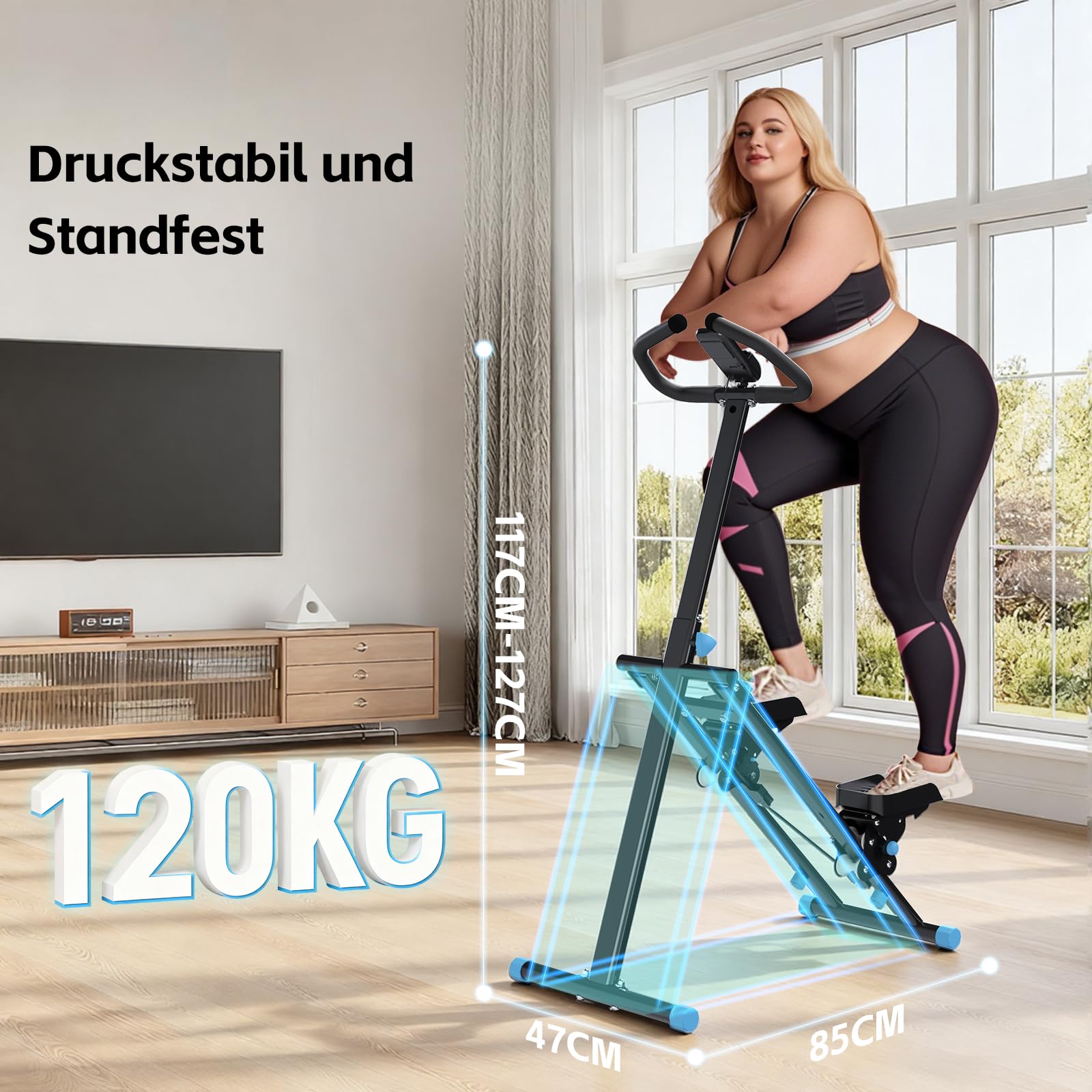 Mdeam Stair Stepper für Zuhause, Vertikaler Stepper mit Erweitertem Schrittbereich, Klappbarer Treppensteiger mit Haltegriff für Ganzkörper-Workout, Fitnessgerät für Home Büro