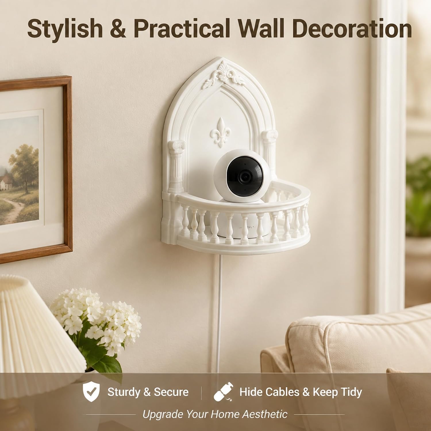 1Pc Acrylic Mini Floating Shelf, No-Drill European Court Wall Mount Bracket image 3