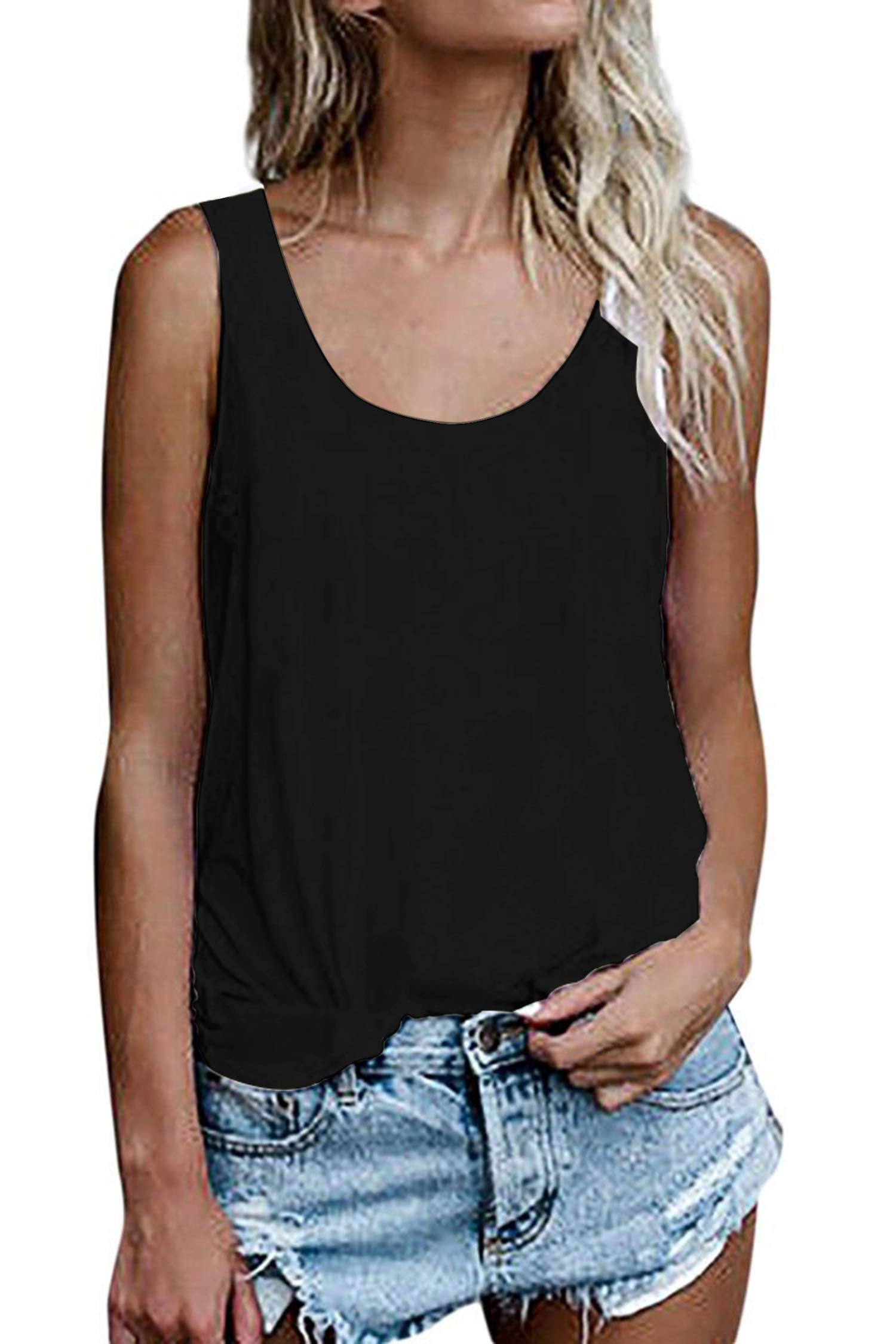 Damen Shirts Ärmellose Sommer Tunika Loose Fit Tank Tops
