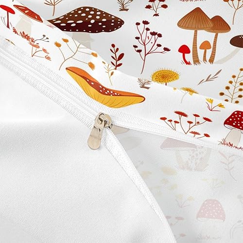 Miniatura 156 de Juego de funda de edredón de 3 piezas, diseño de hongos, diseño de hojas botánicas de acuarela y fresa, para niños, adolescentes, adultos, libélula