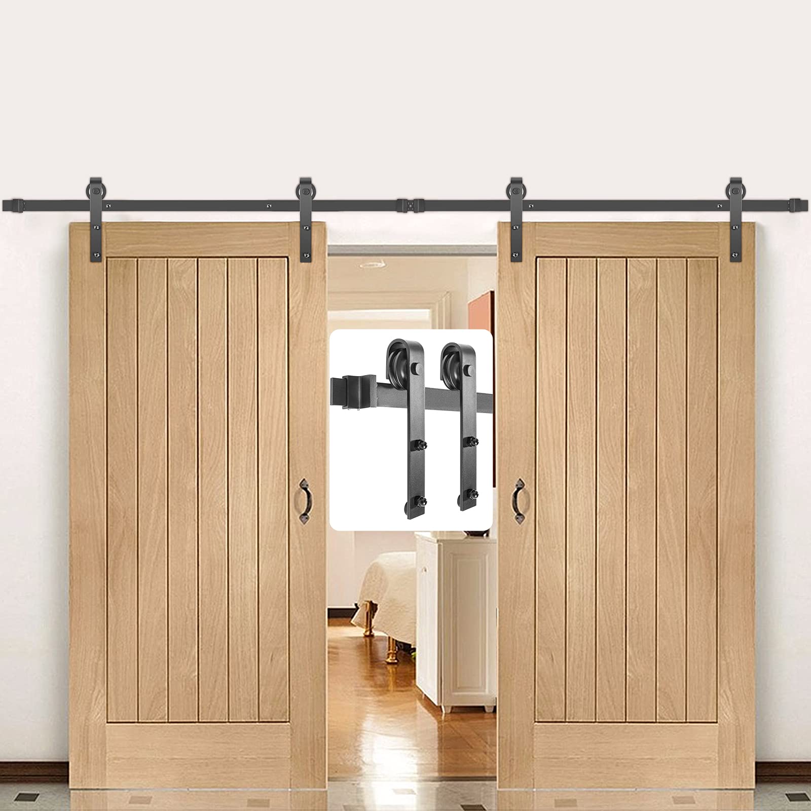 Buy VEVOR Sliding Barn Door Hardware Kit, 18FT Barn Door Kit, 330LBS LoadBearing Double Barn
