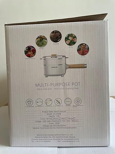 Miniatura 10 de Audecook Hot Pot - Sartén eléctrica antiadherente de 2 litros, esmalte cerámico de 8 pulgadas, cocina de viaje portátil para ramenbistecarroz