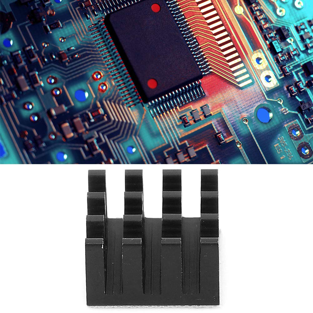 20 PZ Modulo dissipatore di calore Dissipatore di calore Alluminio Radiatore Raffreddamento termico Aletta 14 x 14 x 8 mm con supporto conduttivo termico(Nero