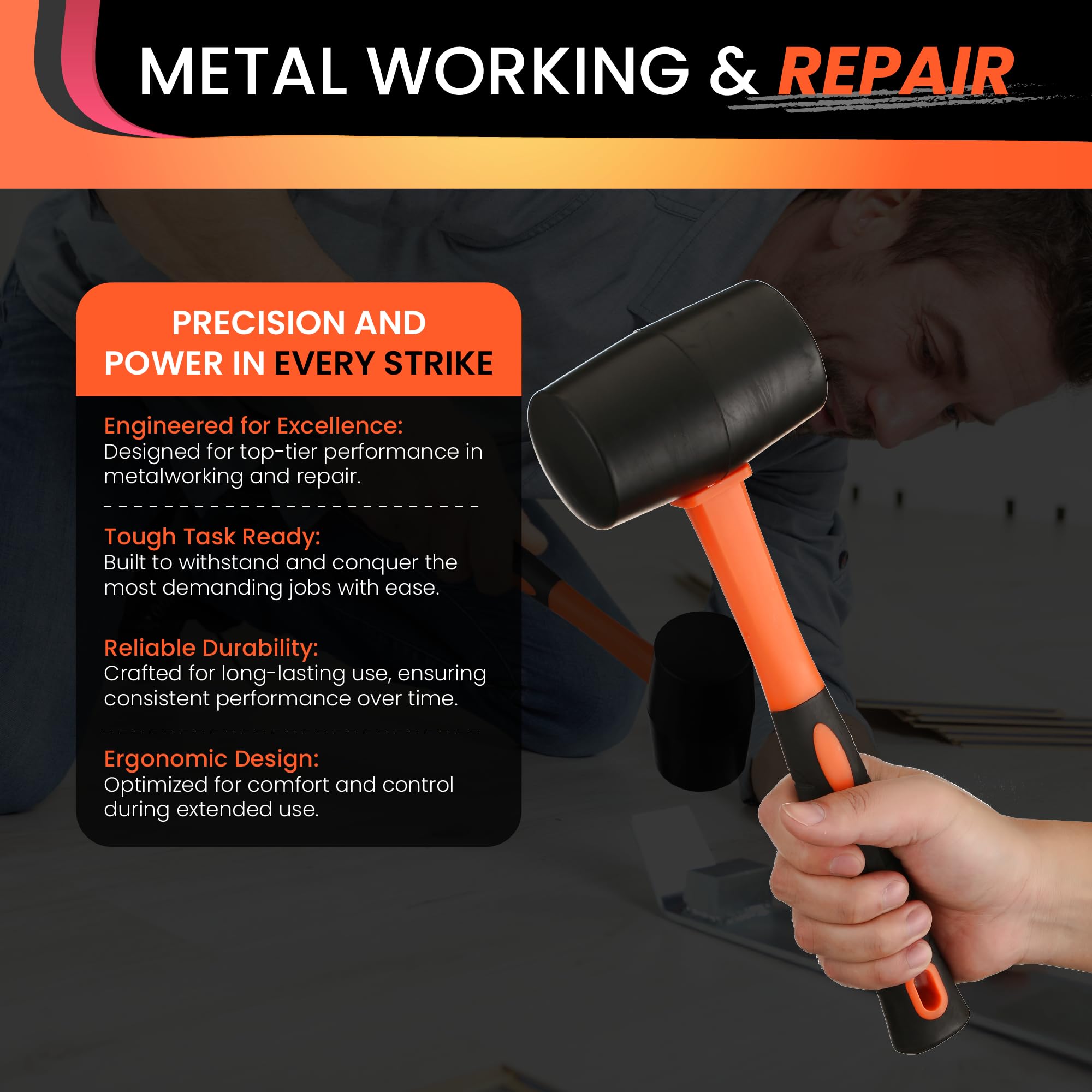 Rubber Mallet Hammer Set - 2 Piece, Durable & Versatile -4