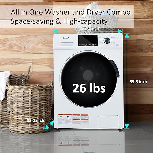 Miniatura 3 de Combo de lavadora y secadora de 26 libras de 24 pulgadas, 2.7 pies cúbicos. Lavadora y secadora todo en uno sin ventilación con pantalla LED y 16