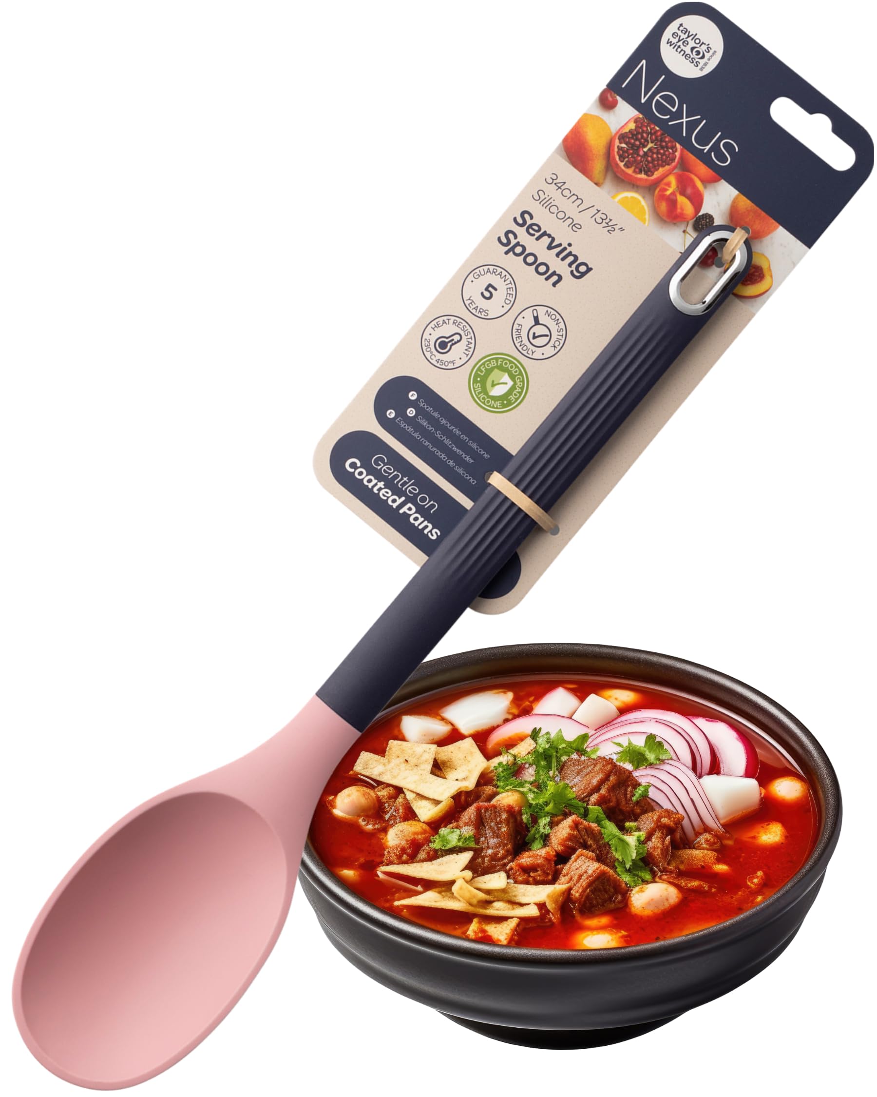 Nexus Silicone Cooking Spoon – Heat-Resistant Solid Spoon, Non Stick Friendly Kitchen Utensil – Perfect for Soup, Rice, Sauces – Ideal for Stirring, Mixing & Serving