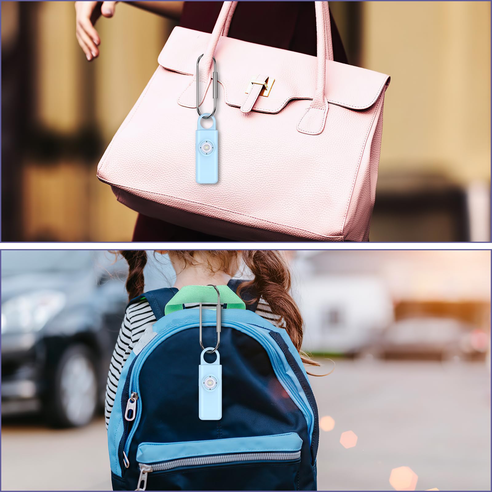 AMATHINGS Allarme Personale Portachiavi Per Donna - Sirena 130dB Con Luce Stroboscopica LED - Ricaricabile USB-C - Rosa
