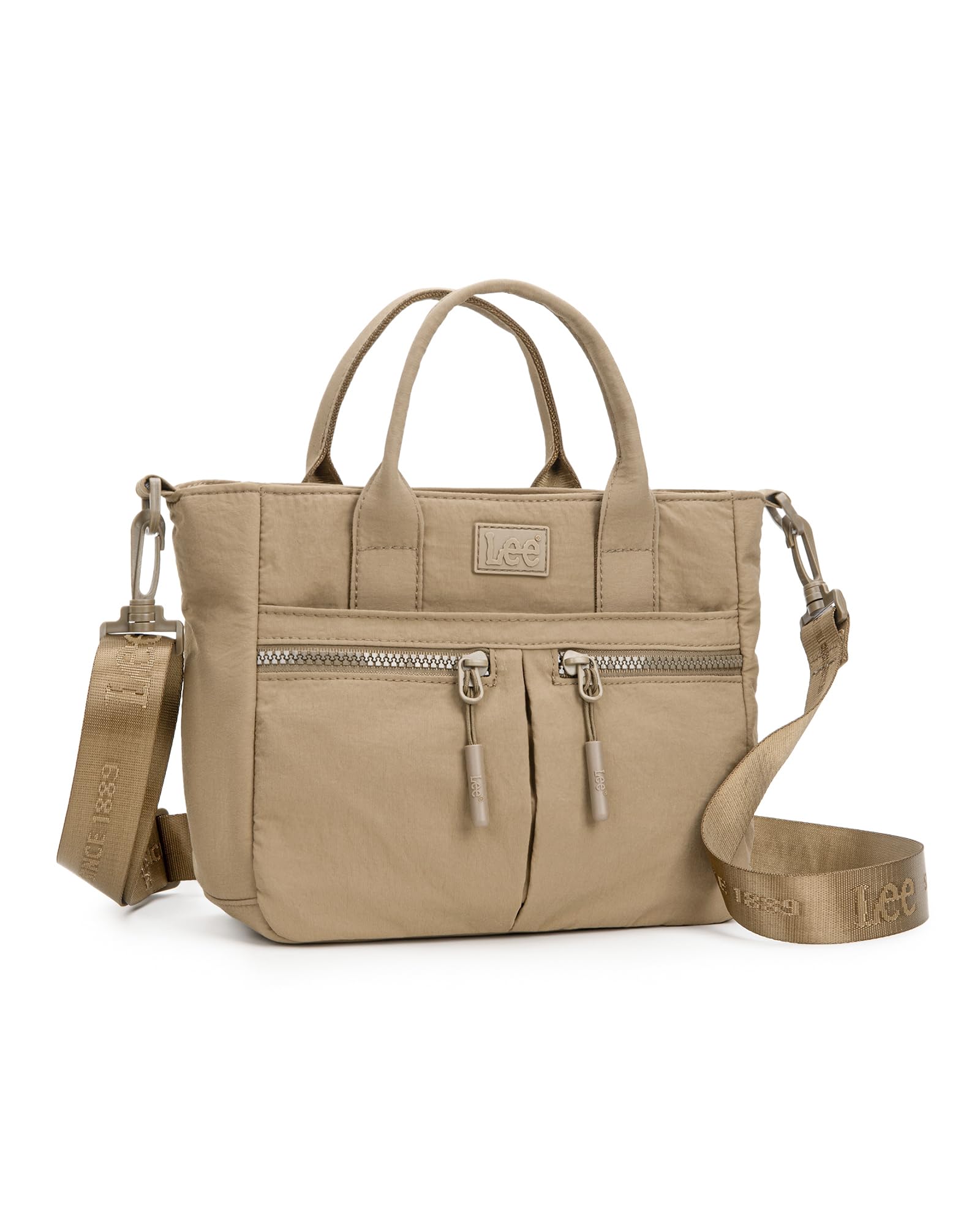 Lee Mini Nylon Tote Bag for Women, Multi Pocket Crossbody Purse with Zipper
