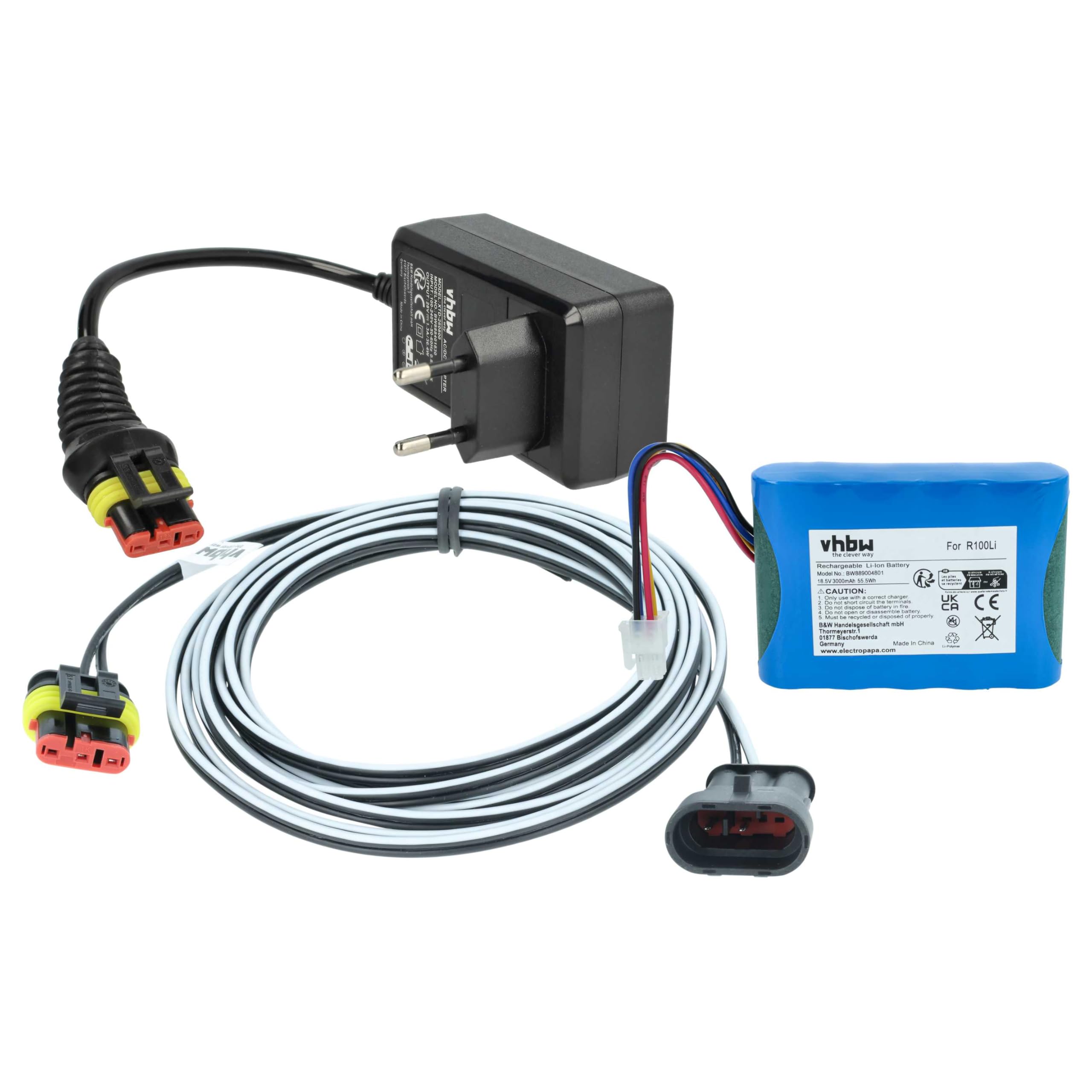 vhbw 1 Fuente alimentación, 1 bateria 3Ah, 1 Cable para Husqvarna