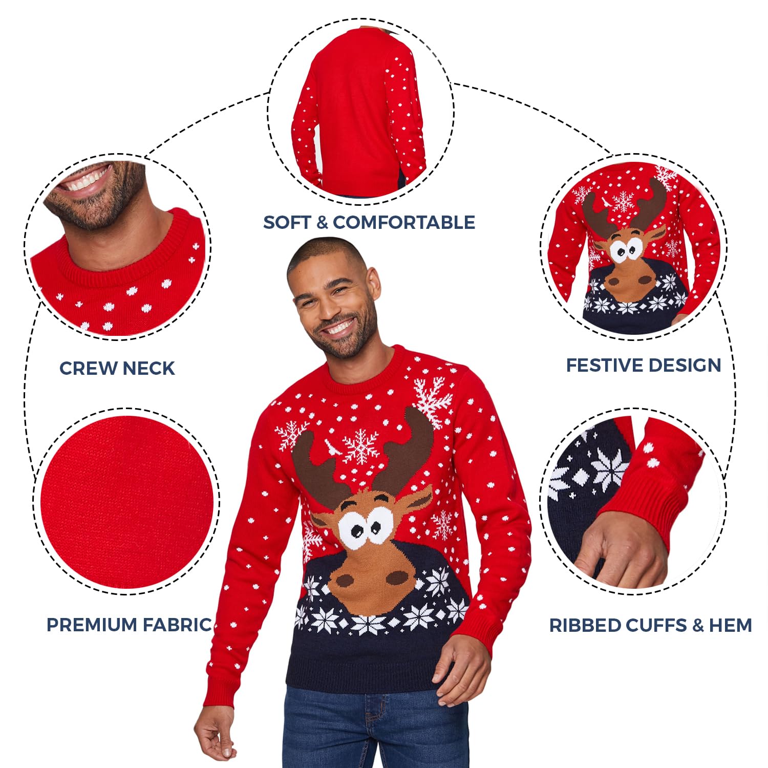 NOROZE Hombre Jersey Alce Feliz Navidad para de Navidad Reno Elfo Fútbol FC Novedad Jersey