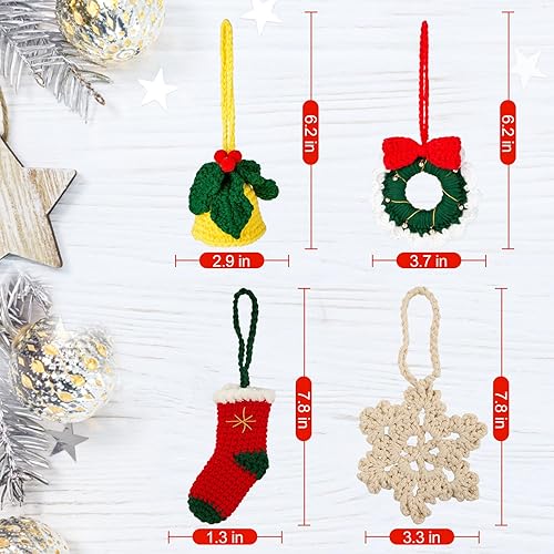 Miniatura 2 de Noocro Kit completo de ganchillo para manualidades, adorno de Navidad, corona, campana, copo de nieve para principiantes con hilo premium,