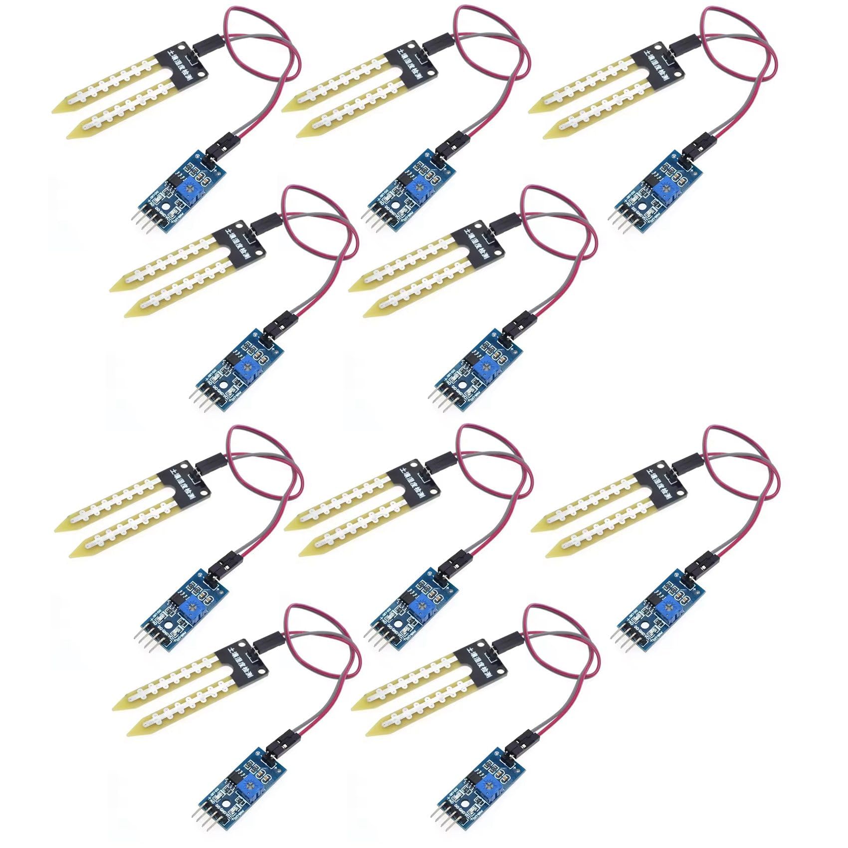 Aundhegrtt As Shown 10Pcs Electronics Soil Moisture Hygrometer Detection Humidity Sensor Module For Development Board Diy Robot Car