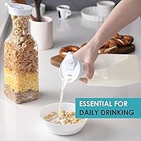 Vista 5 de NETANY Jarra de agua de plástico de 50 onzas con tapa abatible, juego de 2 recipientes de jugo de base cuadrada, jarra de plástico transparente