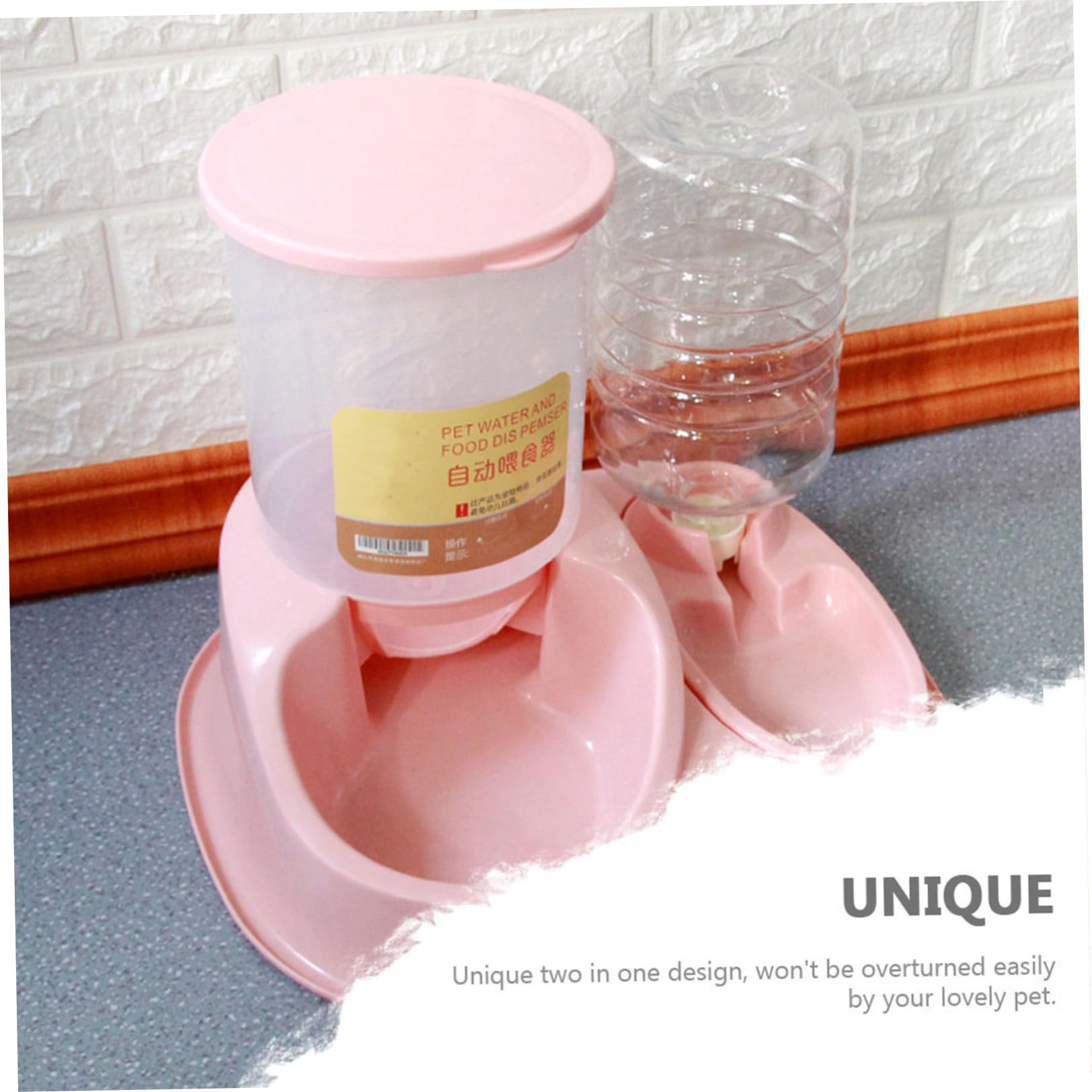 2.5l/4l Rose Distributeur Automatique d'eau et Croquettes | Plastique, Nettoyage Facile, Limite le Mouillage des Poils, Usage Quotidien