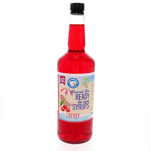 Hypothermias Jarabe de cono de hielo y nieve afeitado, cuarto de galón (32 onzas líquidas), color cereza, fabricado con azúcar de caña 100% pura sin