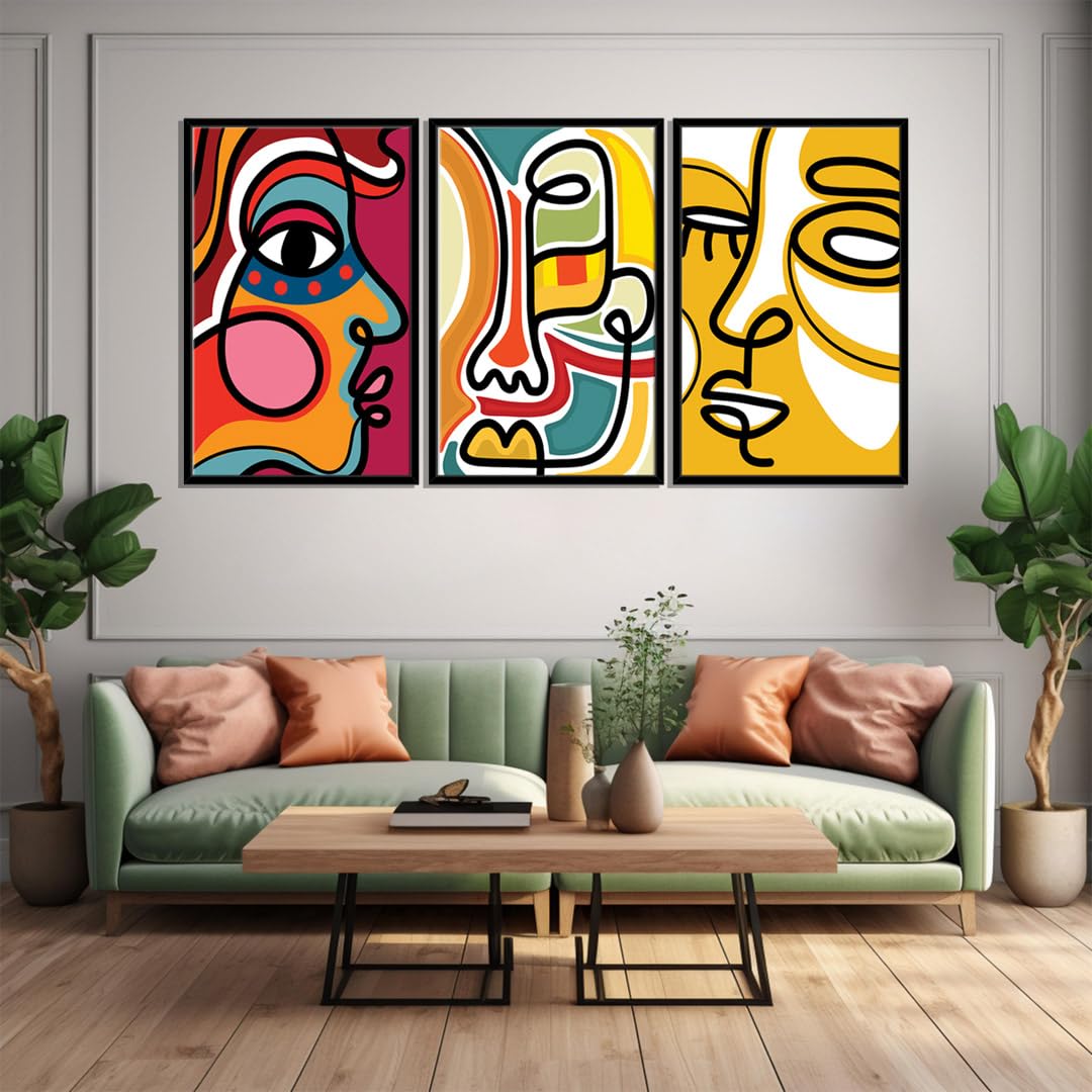 999STORE Floating FramesAbstract Face Wall Art paintings for home decor big size Wall Hanging Canvas wall frame for living room (54X30 Inches) FL3FCanvas242 (B0D45JYKRG) Amazon Price History, Amazon Price Tracker