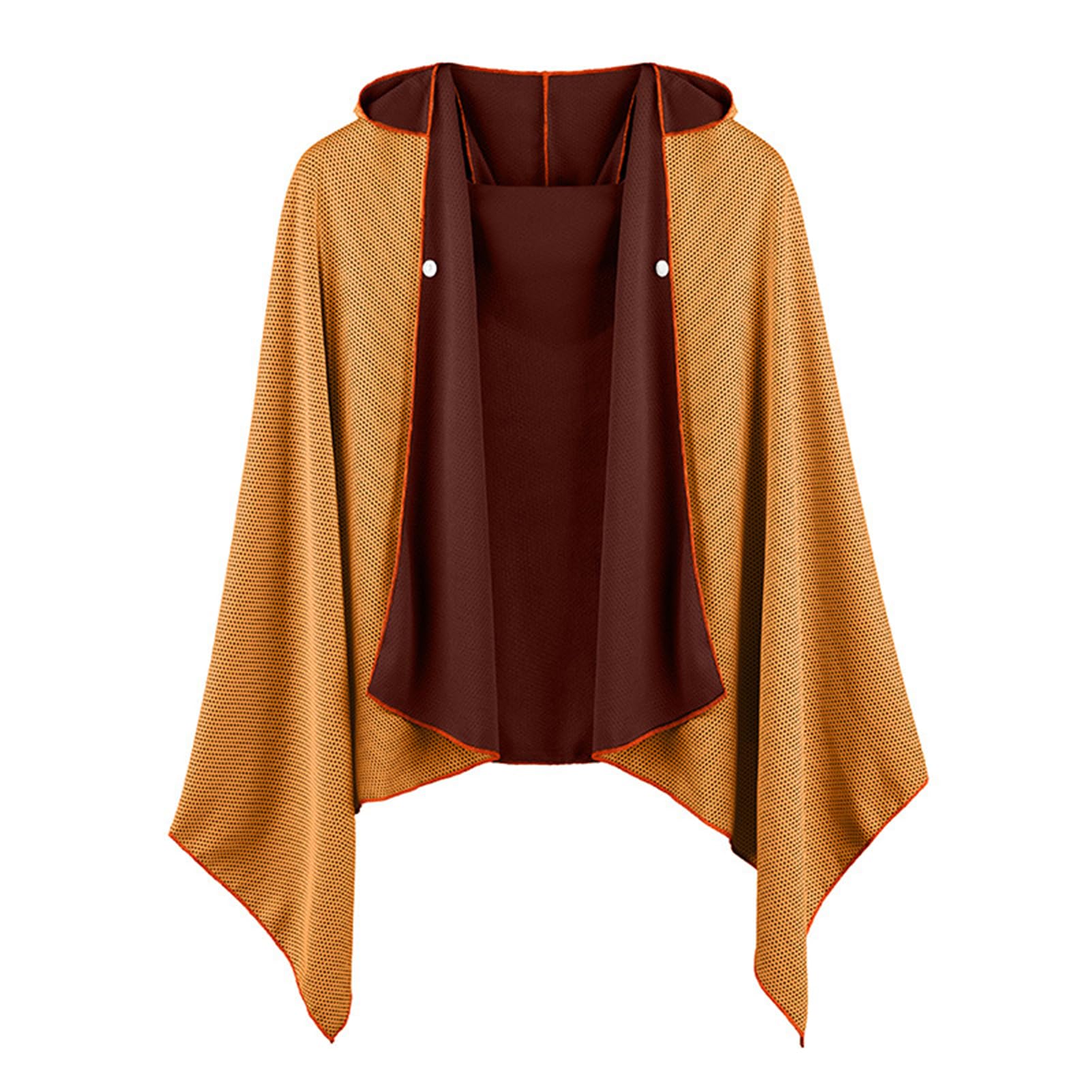 TWISAXC Durable Button Towel Easy To Wear And Off For Active Lifestyles Cape Hooded Bathrobe Sun Cape Sweat Towels, orange
