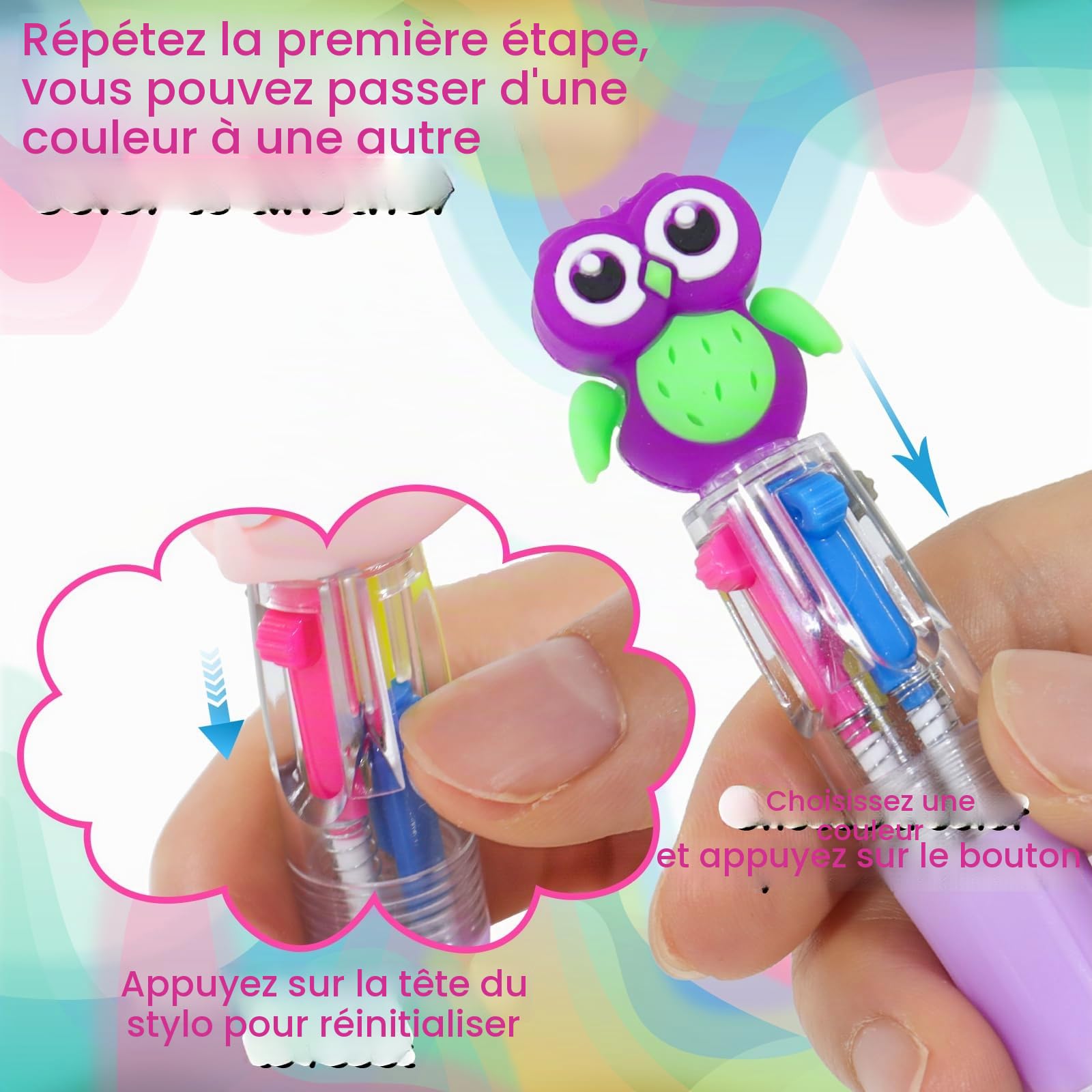 Coicok 33 pièces Stylos Bille 4 Couleurs Enfants, Stylo Enfant, Mini Mignon Stylo Bille Rétractable pour Fête Gadget Anniversaire Enfant