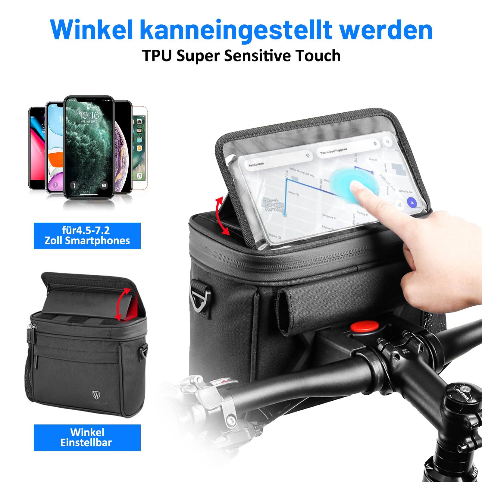 Bike Handlebar Bag Bicycle Front Bag Top Tube Pouch Fram