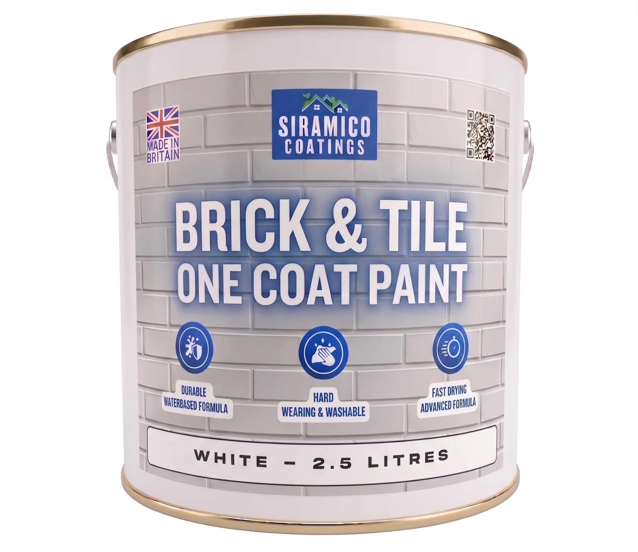 SIRAMICO COATINGS BRICK & TILE PAINT | WHITE - MATT | 1, 2.5 and 5 Litres (White, 2.5 Liters)