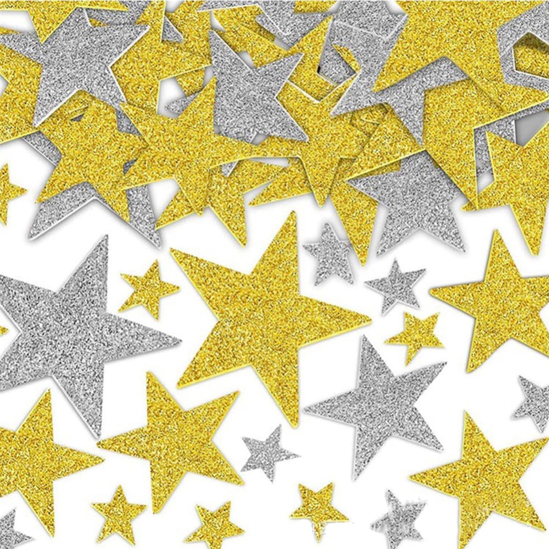 200 Piezas Pegatinas de Estrellas con Purpurina, Pegatinas de Estrellas Autoadhesivas, Pegatinas de Estrellas con Purpurina Doradas y Plateadas, para Fiesta de Bodas de Carnaval DIY