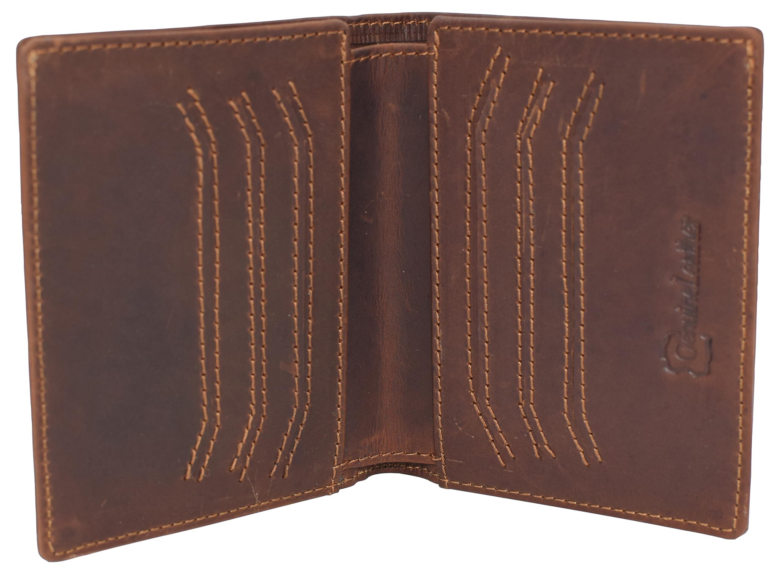 CAZORO Mens Slim Bifold Vintage Leather Wallet RFID Blocking Vertical Credit Card Slots Holder Wallets for Men