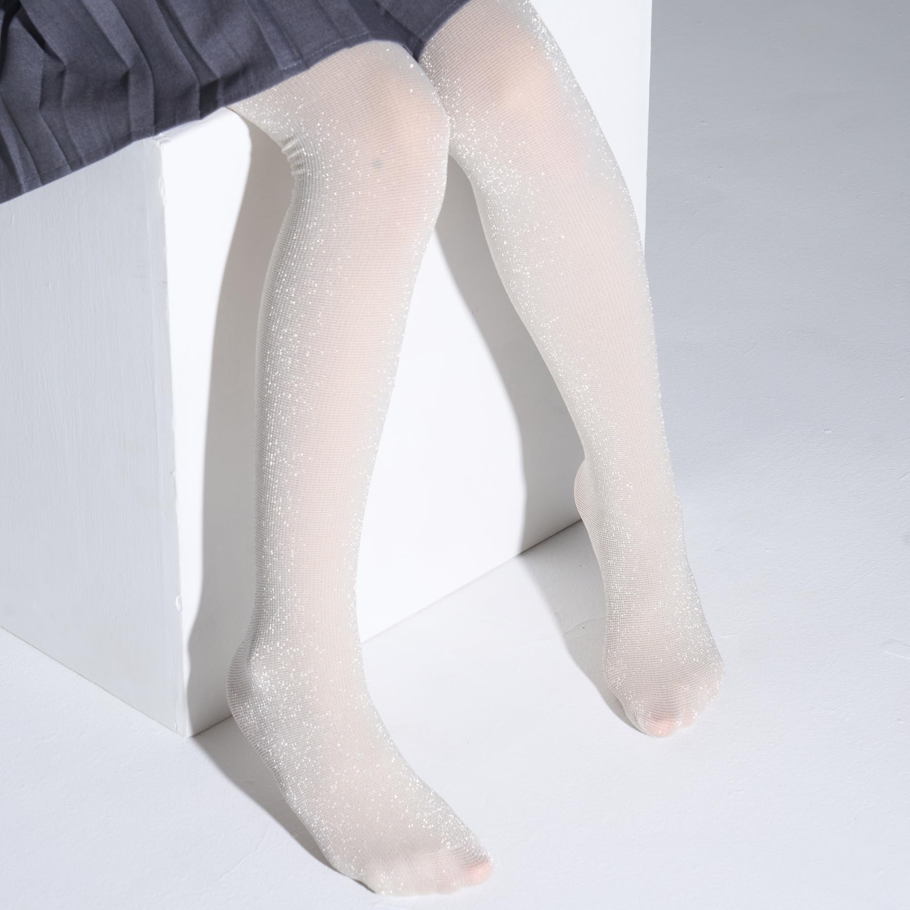 LOLANTA Glitzerstrumpfhose für Mädchen,Strumpfhose für Tanz, Party, Cosplay, 2er-Pack, 3–12 Jahre