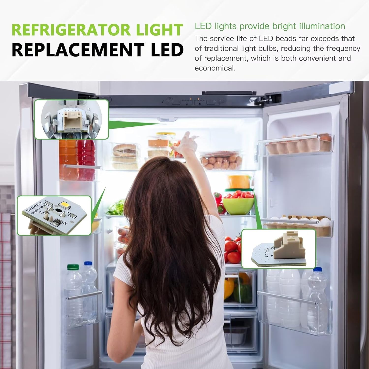 Upgraded Version 5pcs WR55X11132 Refrigerator Bulb Light Led for WR55X25754 GE Refrigerator GNE29GMKEES GNE29GSKCSS GNE29GSKDSS GNE29GSKESS GNE29GSKFSS GFE26GSKGSS
