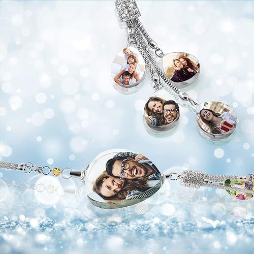 Miniatura 5 de Colgante de cristal con foto personalizada para automóvil, hogar, adornos colgantes con imagen personalizada, espejo retrovisor de coche, accesorios