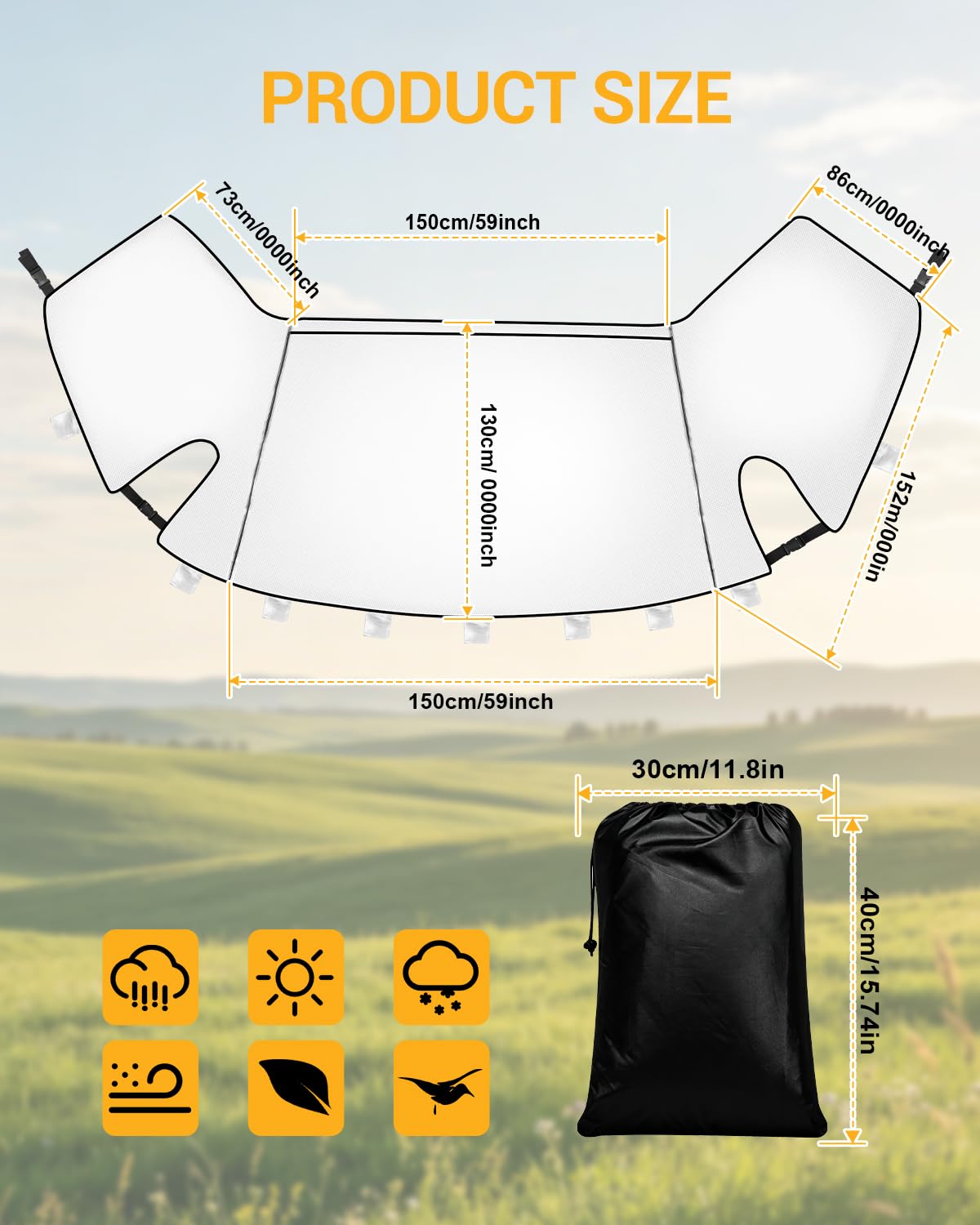 Ducato Funda Parasol para Parabrisas con Cremallera | Funda de Protección Térmica, con Malla de Privacidad, Compatible con P-eugeot Boxer C-itroen Relay X250/290