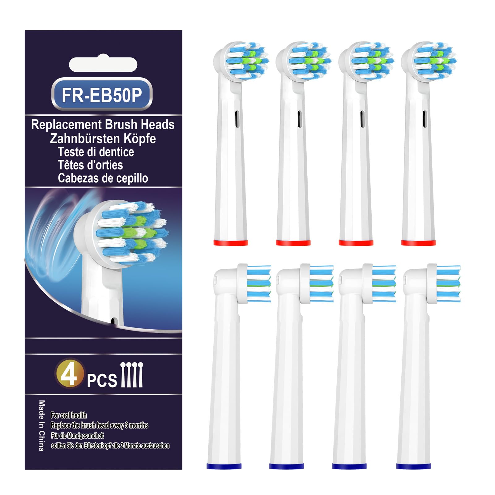 Cabezales de cepillo de dientes de repuesto compatibles con Oral B, recambios de cabezal de cepillo eléctrico sensible a la cruz para Pro 1000 Genius X Smart 1500, cabezal redondo de suavidad media