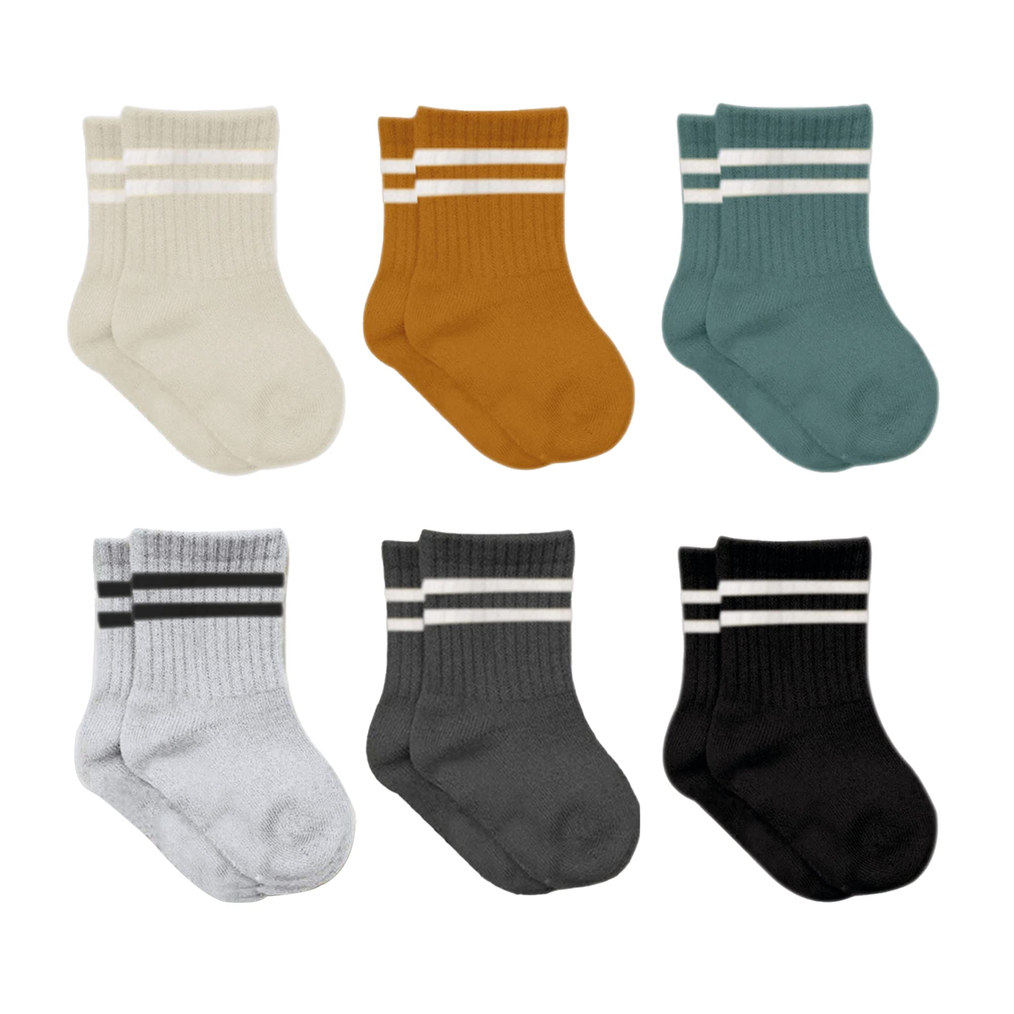bistyle Cotton 6 Pairs Baby Socks for Newborn Infant 0–6 Months to 3 Years, Stopper Socks Seamless Socks, Boys Girls Children's Socks