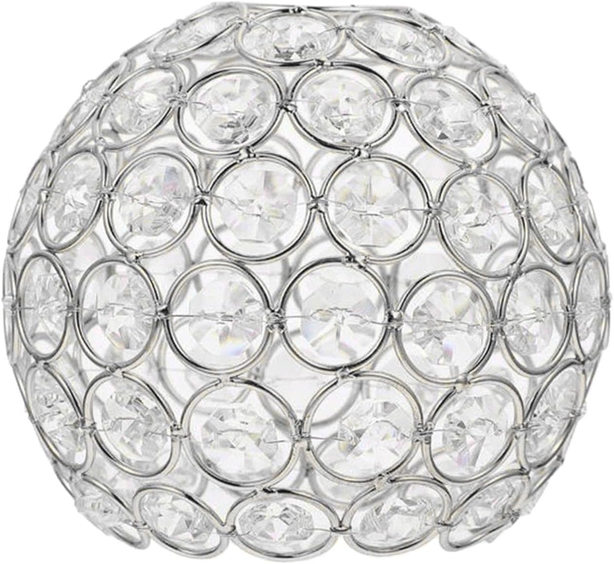 Fenteer Shiny Ceiling Replacement Cover Fitting Crystal Lampshade Desk Light Bedside Lamp Floor Pendant Light, Silver