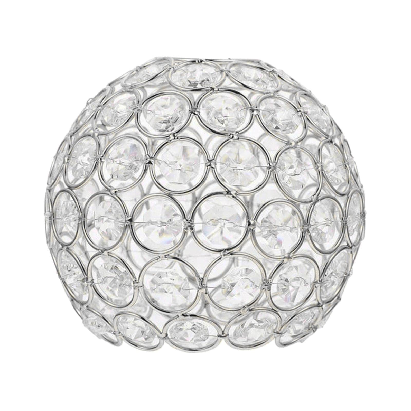 SM SunniMix Crystal Lamp Shade, Ball Shape Light Shade, Ceiling Replacement Cover Chandelier Crystal Lampshade for Living Room,Bedroom,Kitchen, Silver