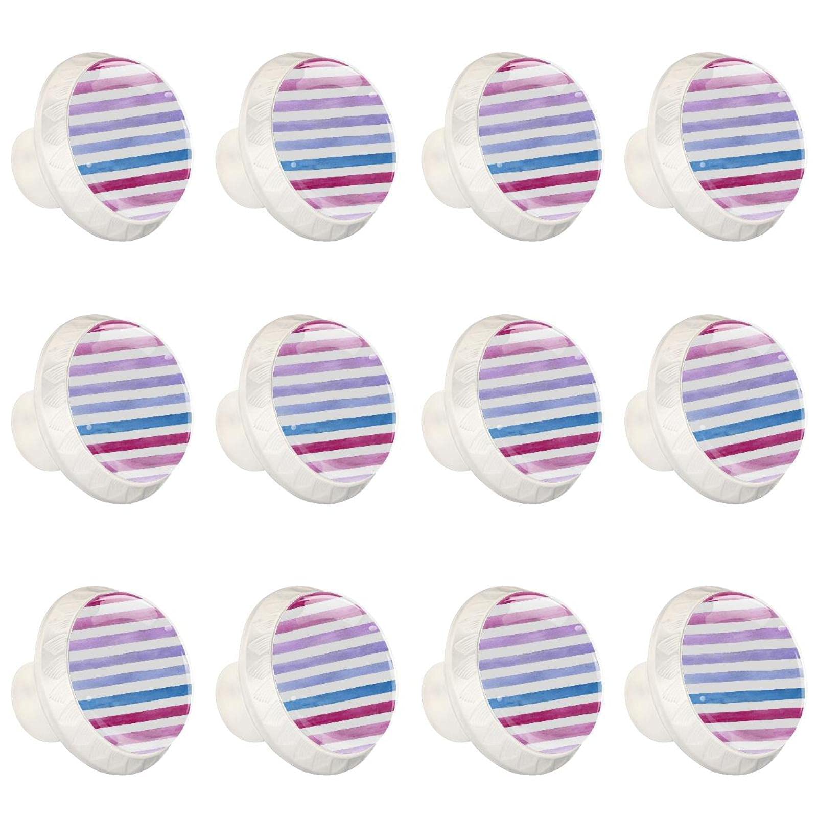 Boutons de cuisine colorés : lot de 12 poignées céramique au design rayé chic