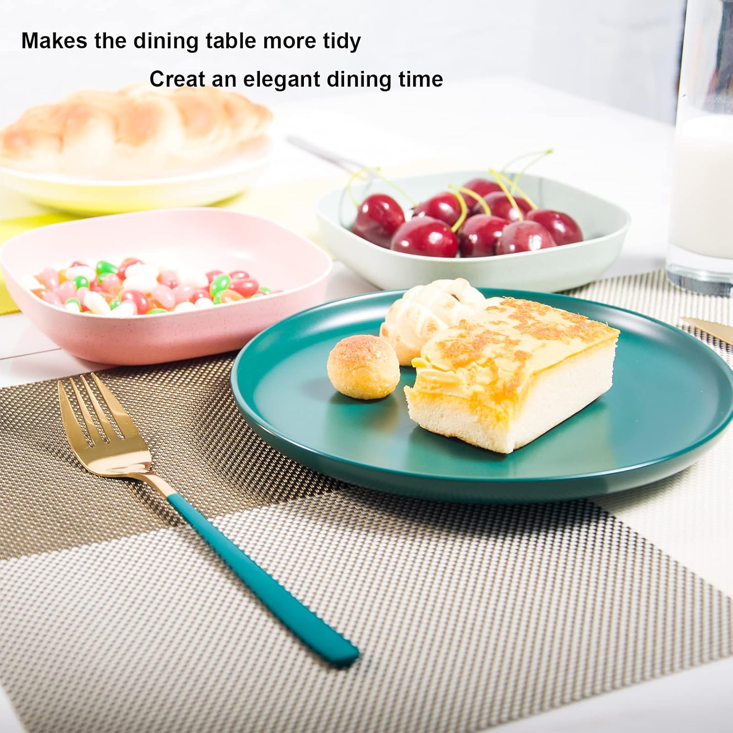 MolSinc Vinyl Woven Placemats, Heat-Resistant Stain-Resistant Skid-Resistant Dining Table Place Mats Decoration Parties Washable Reusable Free Cutting Rectangular Set of 4 17.5×12 Inches Grey : Home & Kitchen